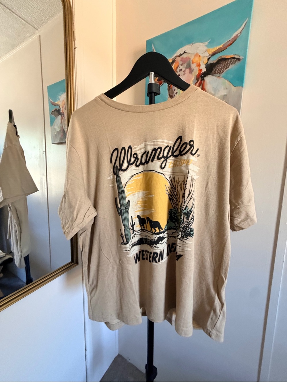 Wrangler Western Denim Desert Cowboy Graphic Tee L